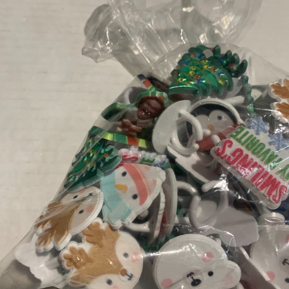 Lot Of 90 Bakery/Cake Toppers Or Craft Kids Rings Holidays Christmas - Picture 5 of 12